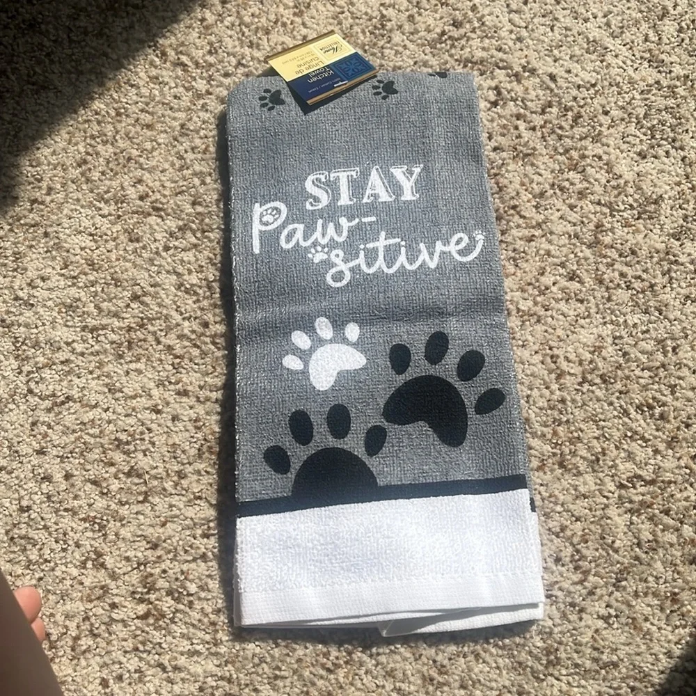 Gray and White stay pawsitive Kitchen Set